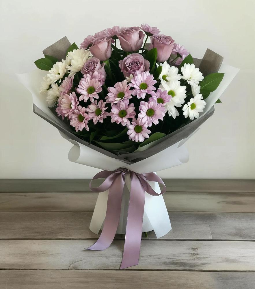 Букет цветов из: Хризантемы и Розы в Пачелме