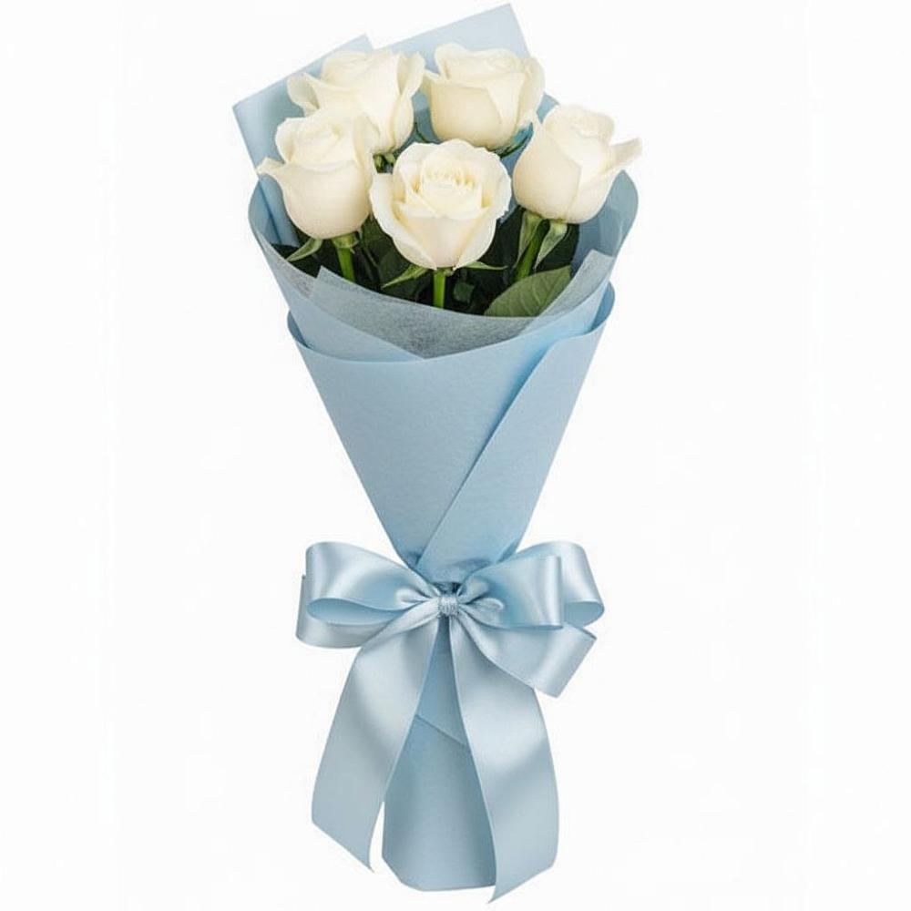 Букет 5 Белых роз Проуд в Пачелме