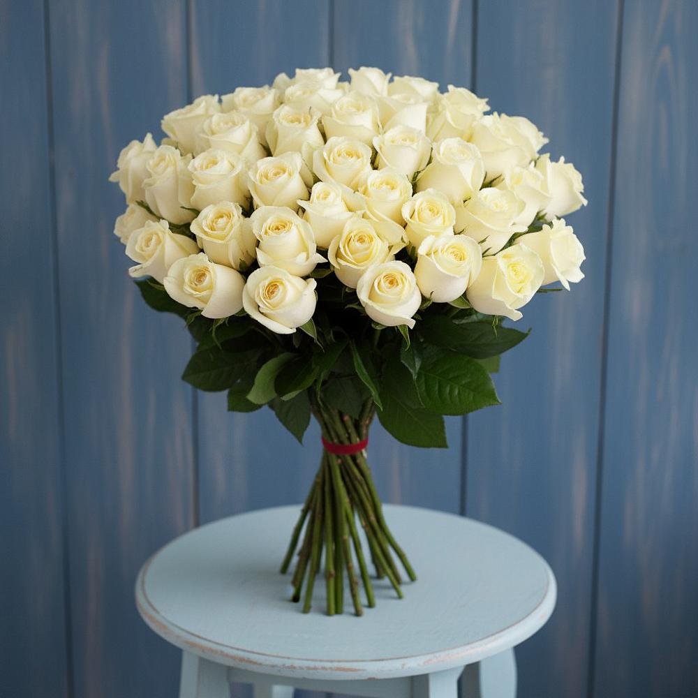 Букет 51 Белая роза Эдлесс Лав в Пачелме