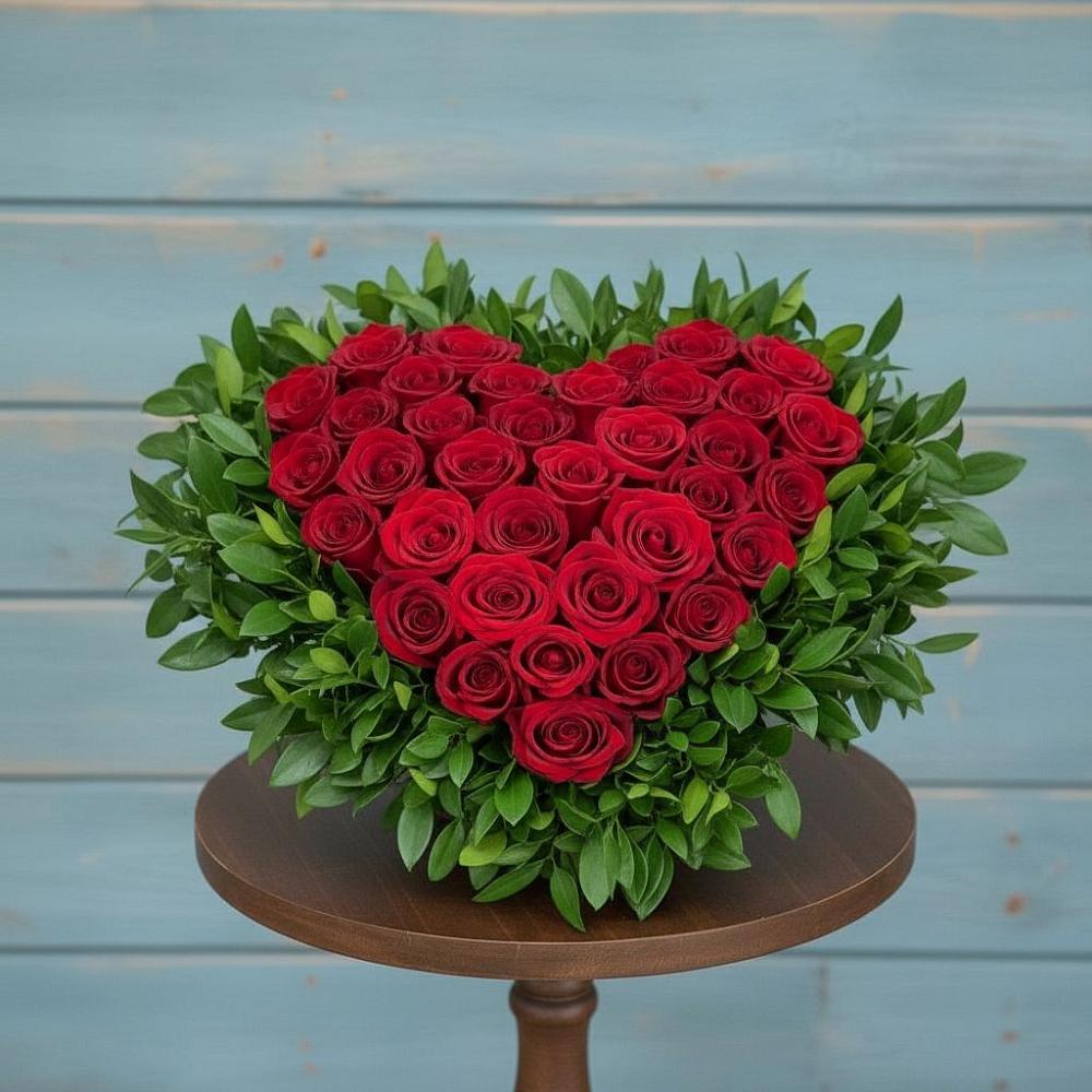 Цветочная композиция из Розы в виде сердца в Пачелме