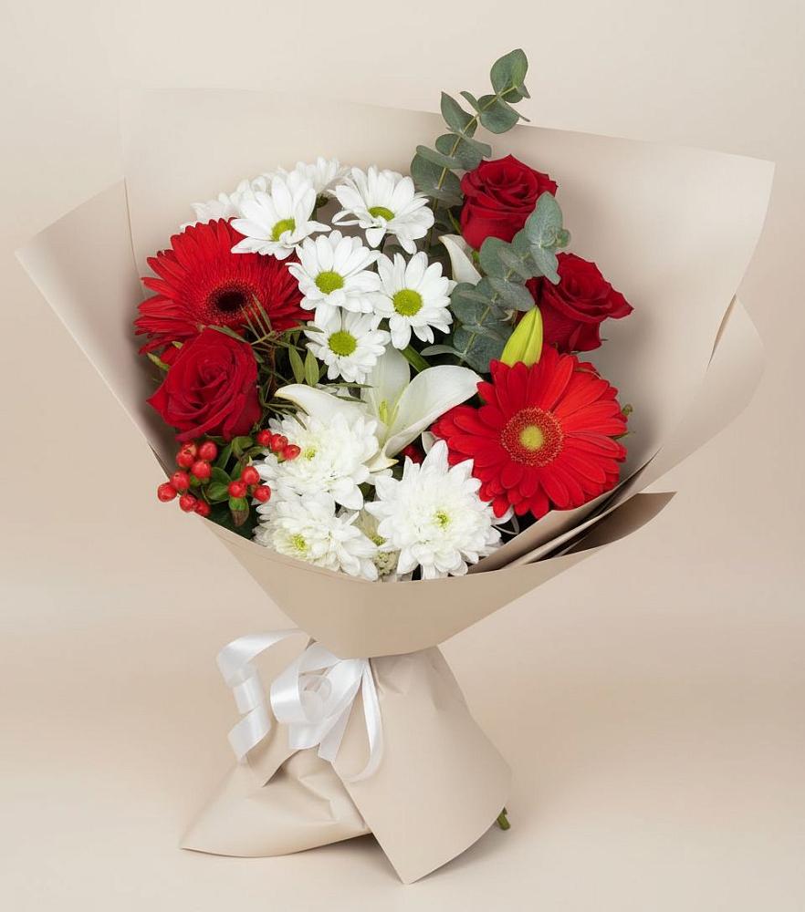 Букет цветов из: Розы, Хризантемы, Герберы и Лилии в Пачелме