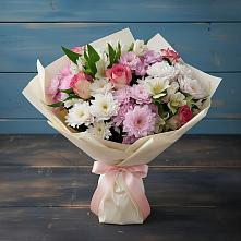 Букет цветов из:  Хризантемы, Альстромерии и Розы в Пачелме