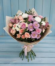 Букет цветов из:  Хризантемы, Розы и Альстромерии в Пачелме