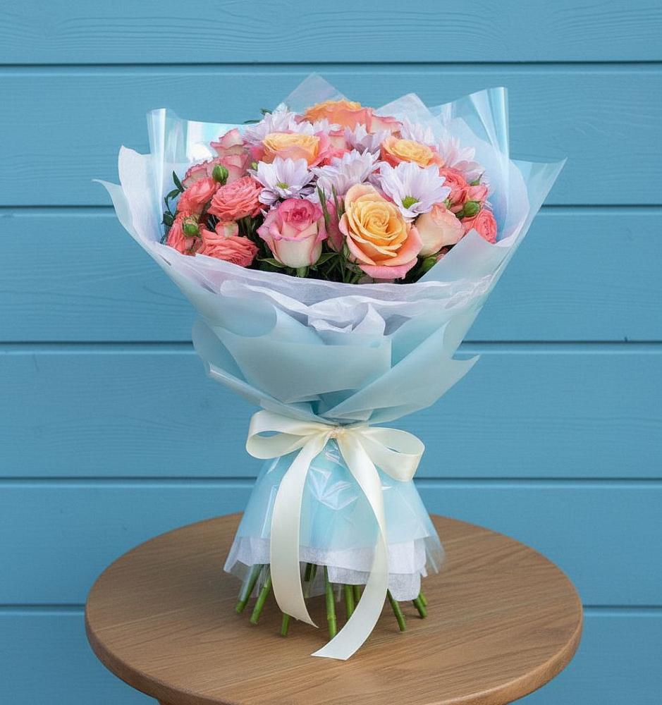 Букет цветов из: Хризантемы и Розы в Пачелме