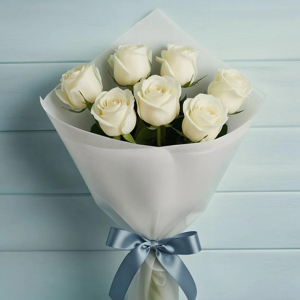 Букет 7 Белых роз Эдлесс Лав в Пачелме